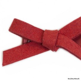 Barrette &agrave; Noeud Simili Daim - Rouge Rouille