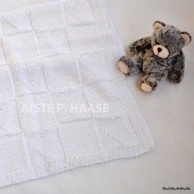 Wool baby blanket, White hand knitted baby blanket