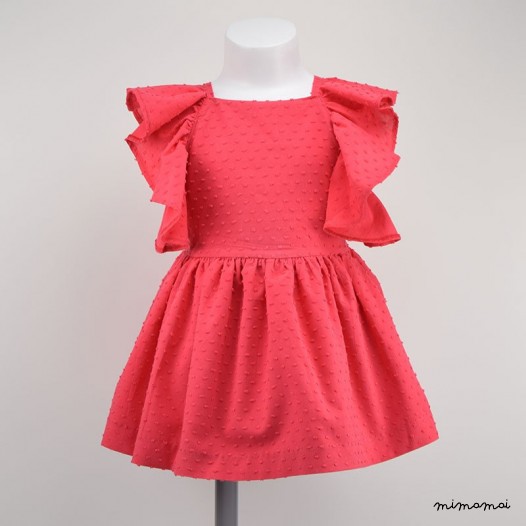 Girl's Red Dress, Children's Clothing, Framboise pink Dress, Kids Dress