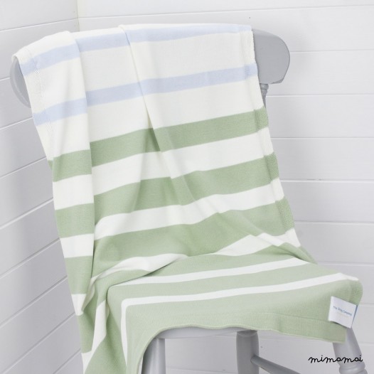 Battledown Green Striped Cotton Blanket