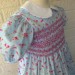 Blue & Print Floral Print 100% cotton hand smocked in Blue and Pink