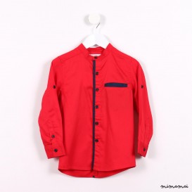 Long-sleeved Mandarin Shirt red