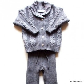 Babies/Children's/Toddler's cable knit Merino wool Shawl neck Cardigan and leggings set/outfit