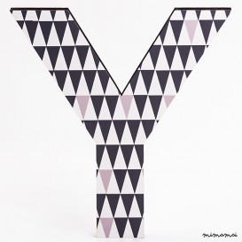 lettera in legno Y - trama triangoli neri