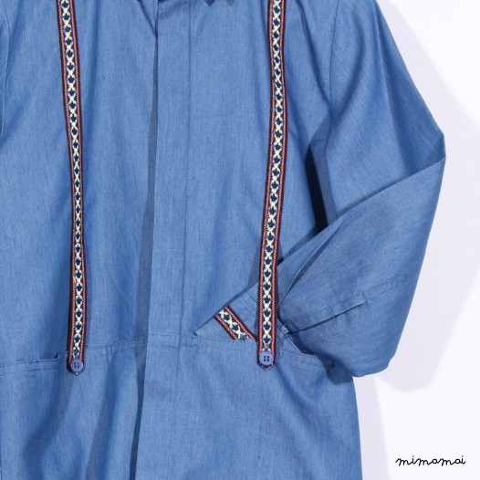 Long-sleeved Suspenders Shirt light denim