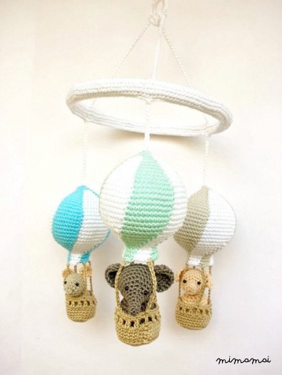 Gray aqua turquoise nursery mobile, Baby boy nursery mobile