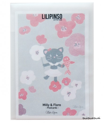 Cartes d&eacute;coratives chat et fleurs