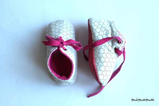 3-6 months Slippers / Baby Shoes Lamb Leather White pink