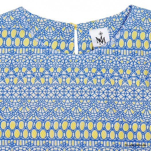 T Top blue graphic lace