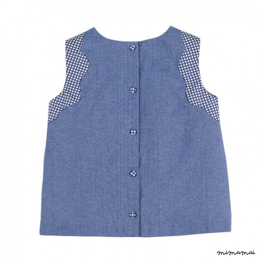 Flower Armhole Top dark denim