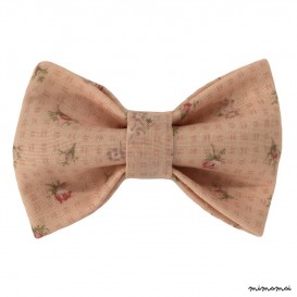 Child salmon-coloured with faded flowers bow tie, cotton