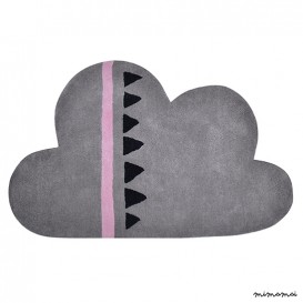 Tapis chambre de b&eacute;b&eacute;, forme nuage rose et gris