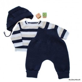 Maglia bambino insieme. Maglione a righe, pantaloni e berretto.