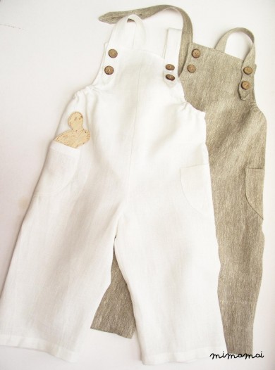 Natural linen young gardeners overalls