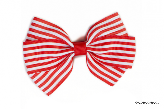 Stripe Bow - Red & White