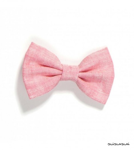 Bow Clip in Pink Linen