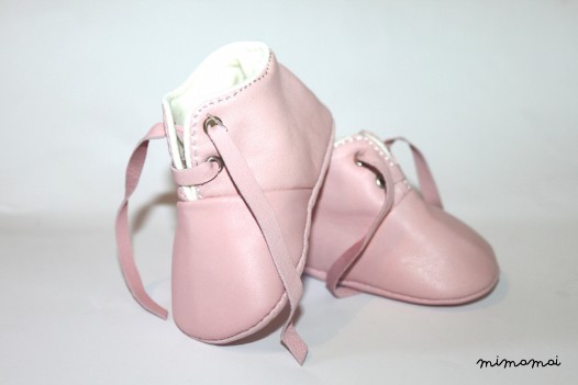6 - 12 Months Slippers / Baby Shoes Lamb Leather Pastel Pink