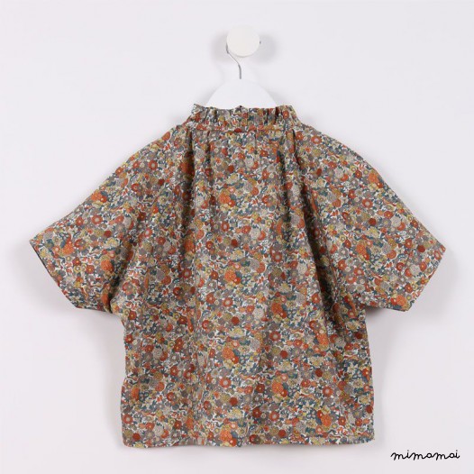 Loose Tie-Front Top Orange floral