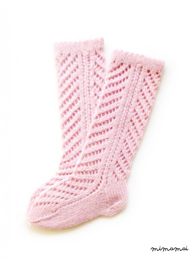Babies/Children's knitted lambswool knee-high lace socks/stockings
