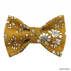 Child mustard-coloured and white "Liberty" pattern bow tie, cotton