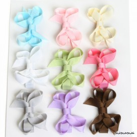 Hair Clip Set Of 9 Small Bows - Pastel