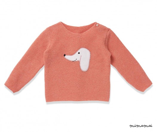 Pullover HUG ME DOG peach
