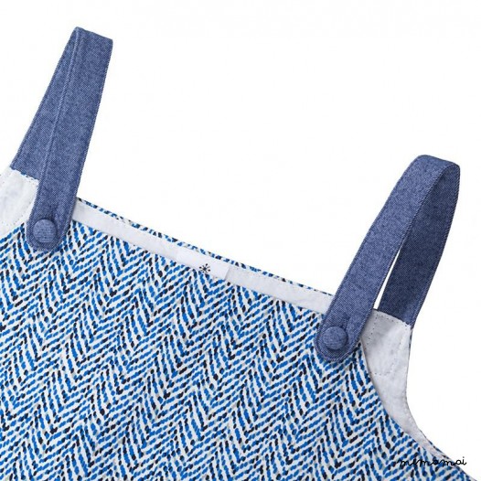 A-Line Strap Dress blue chevron
