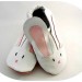 Coniglio bianco bambino pantofole in pelle, scarpe in pelle suola morbida a mano