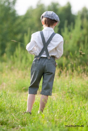Suspender striped short pants