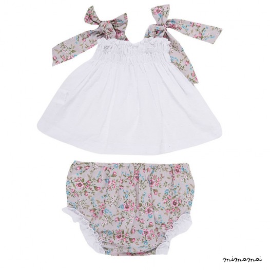 Infants Set of Summer Dresses Panties ,Baby Girl Top & Panties Set ,White baby set