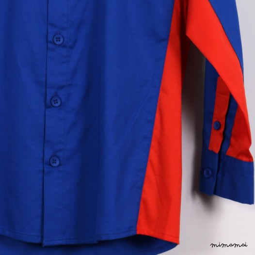Long-sleeved Panelled Shirt blue