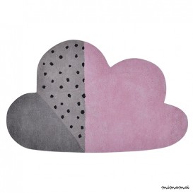 Tapis fille forme nuage rose et gris