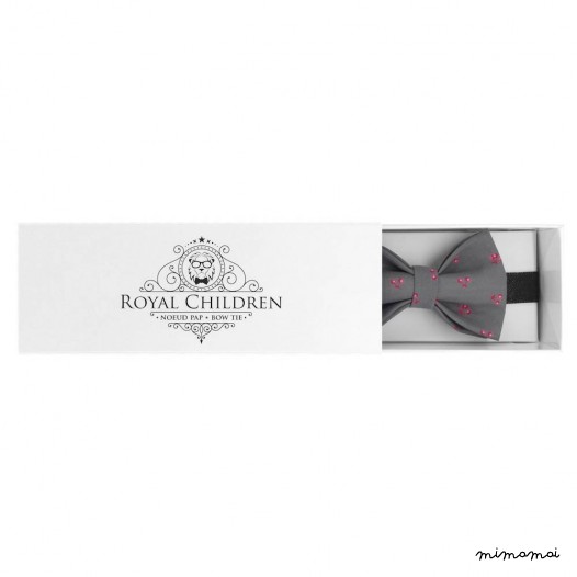 Child grey with little cherry bow tie, cotton