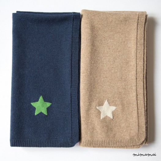 Cashmere Baby Blanket with Star - Beige M&eacute;lange