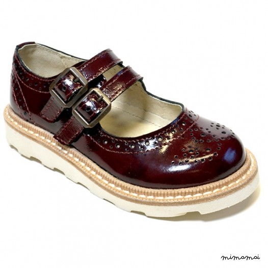Lou Lou double buckly Mary Janes cherry