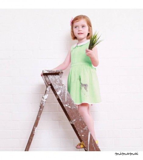 Bow Clip in Green Linen
