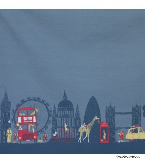 Martha Dress London Print in Midnight Blue