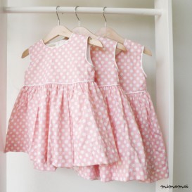 Pink and White Polka dots Baby Dress and ruffles diaper cover