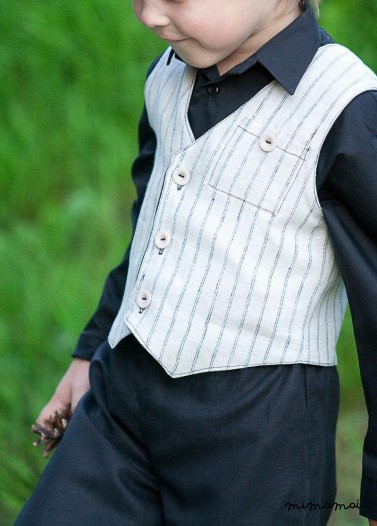 Natural flax color black striped