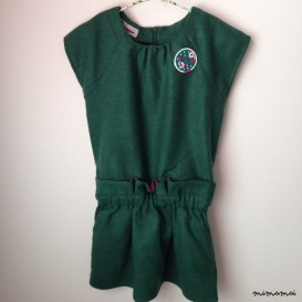 Soft wool dress for girls, gown, green pine, size 4-5 wool dress, autumn, green