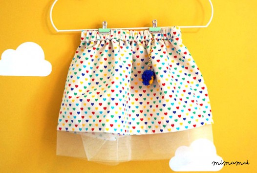 Needle cord heart skirt