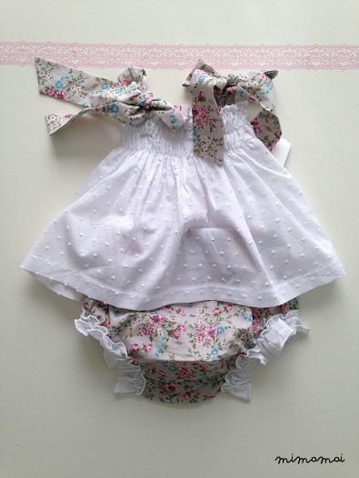 Infants Set of Summer Dresses Panties ,Baby Girl Top & Panties Set ,White baby set