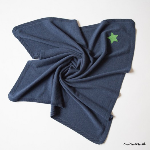 Cashmere Baby Blanket with Star - Navy
