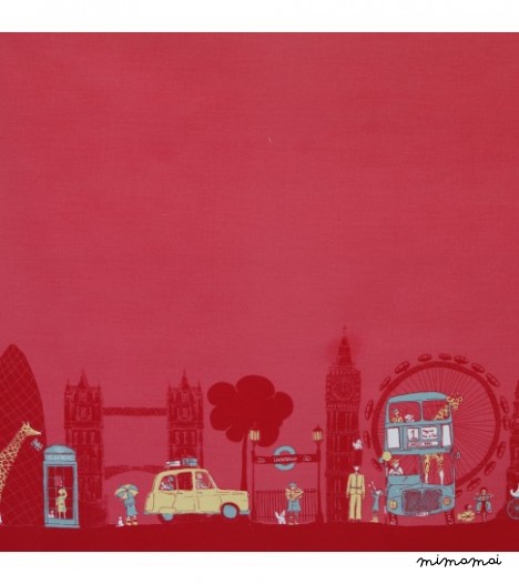 Millie Dress London Print in Raspberry