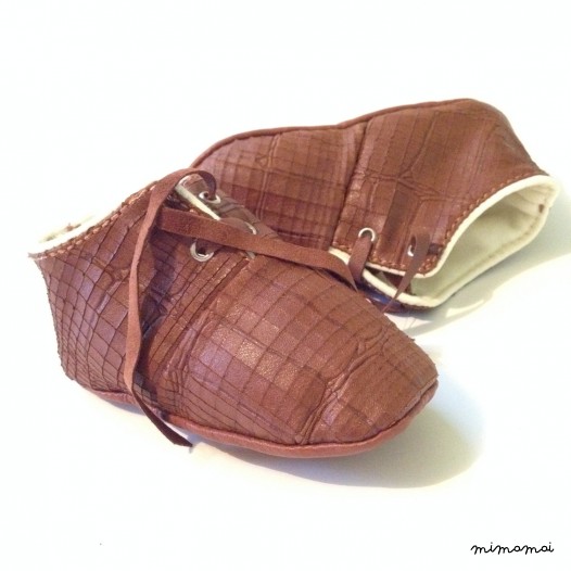 18-24 Months Slippers / Baby Shoes Lamb Leather Leopard Brown