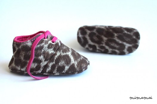 3 - 6 Months Slippers / Baby Shoes Lamb Leather Animal Leopard Pink