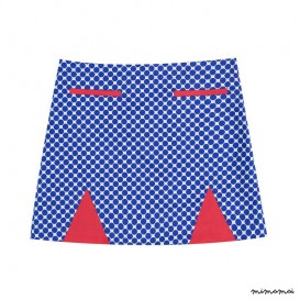 Contrast Triangle Skirt blue dots