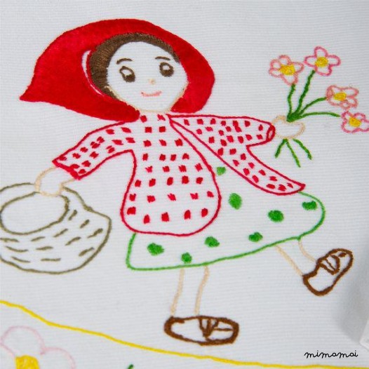 Coperta del bambino culla Red Riding Hood, mano ricamati, della neonata, culla, baby shower regalo