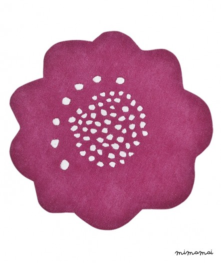 TAPIS COTON (&Oslash;80cm) - FLEUR PRUNE