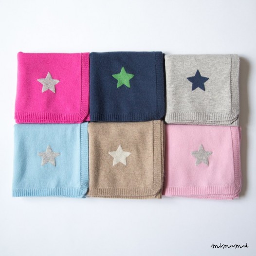 Cashmere Baby Blanket with Star - Navy